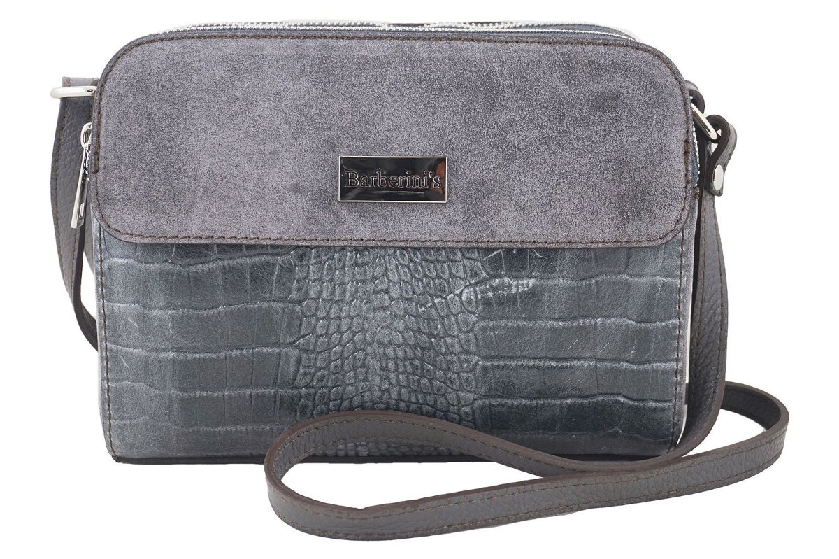 Stylowa torebka crossbody trzykomorowa - Szara ciemna