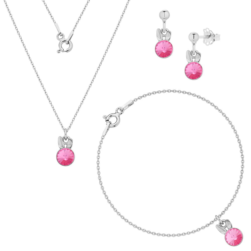 MYNESS Komplet z króliczkiem z kryształem Swarovski /376/