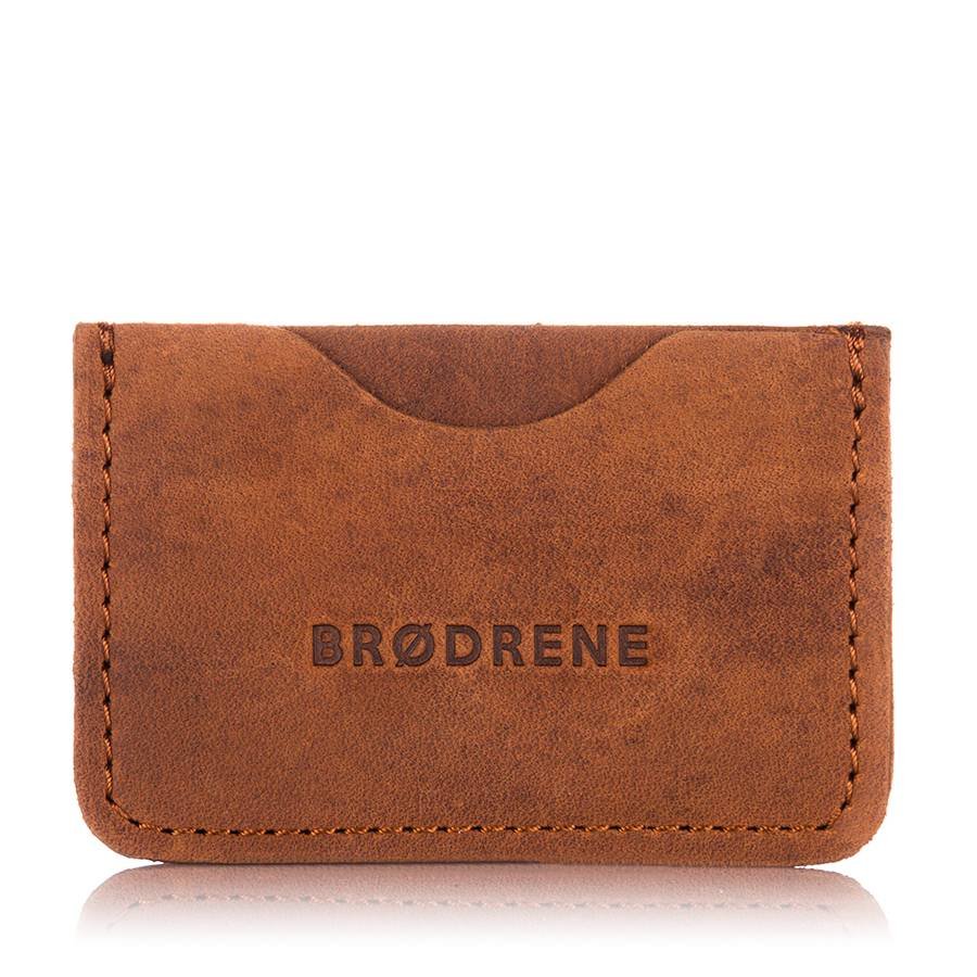 Etui na karty ze skóry naturalnej brodrene e01 jasny brąz