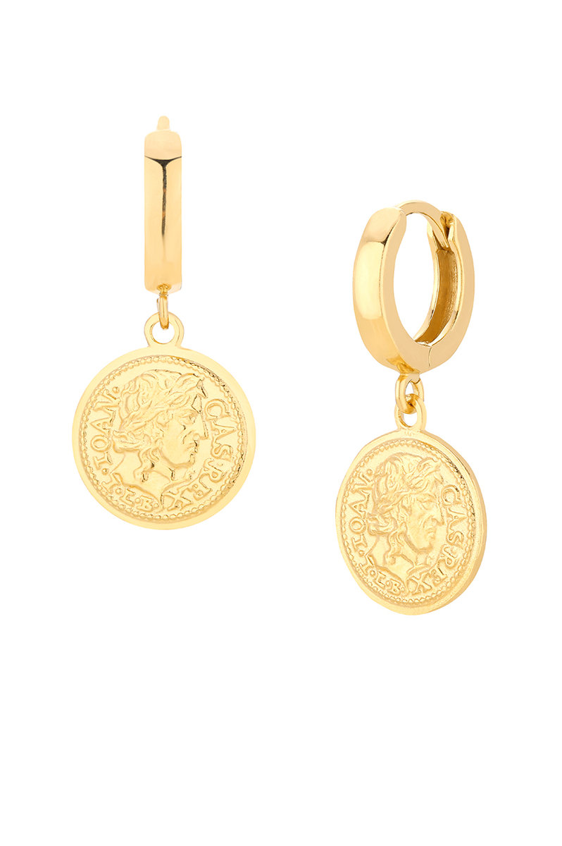 The Richness kolczyki małe monety pozłacane