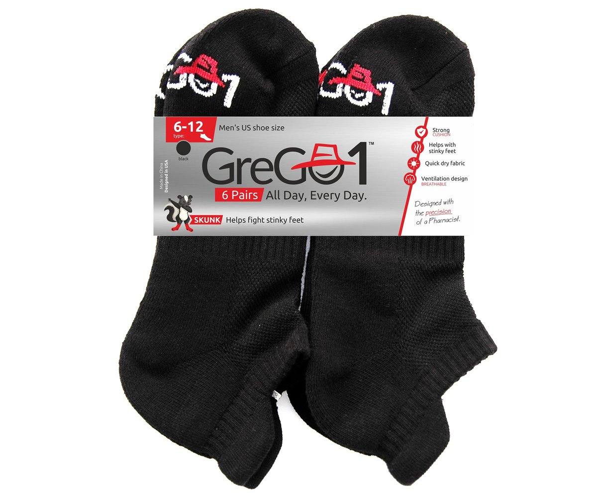 Czarne skarpety na każdy dzień GreGo1 z USA x6 par / GreGo1