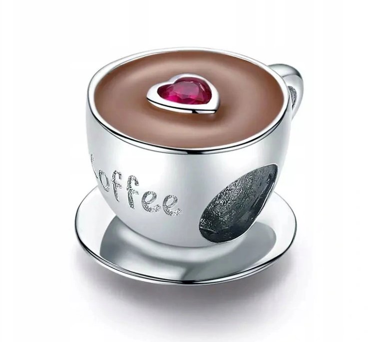 Zawieszka Charms Srebro 925 Koralik do Pandora Filiżanka Kawy