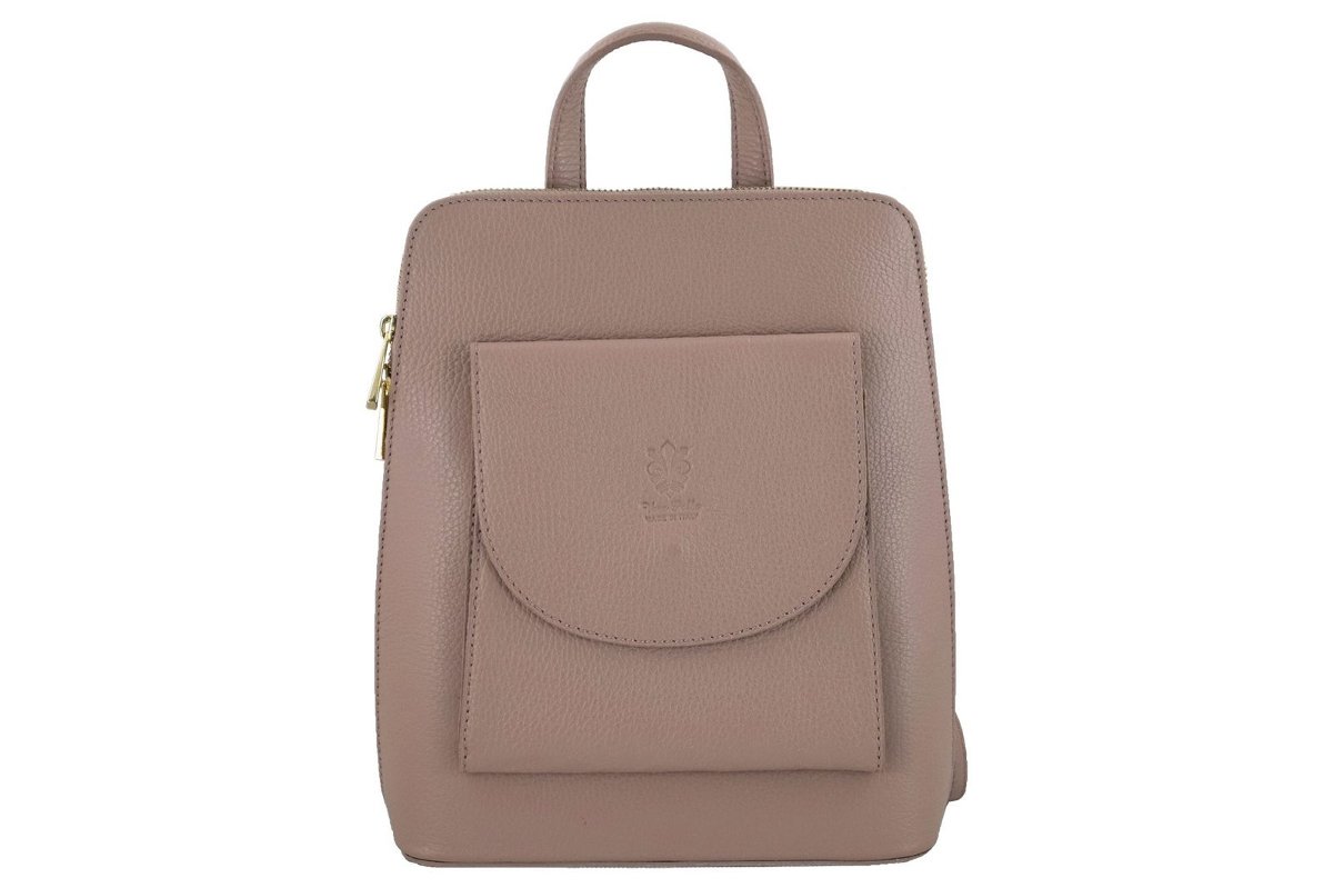 Plecak skórzany / listonoszka - Casual 2w1 - Różowy pudrowy
