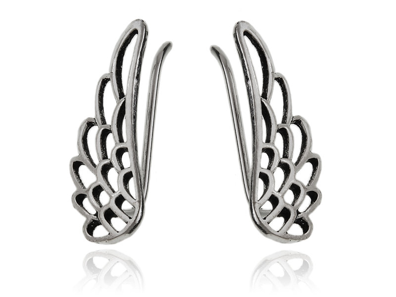 Kolczyki nausznice srebrne skrzydała kn009 - 1g.