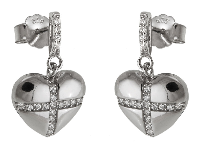 KOLCZYKI SREBRNE WISZĄCE SERCA K2666 - 2,9g.