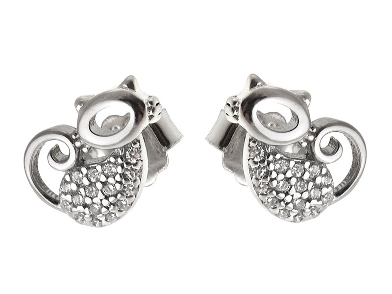 KOLCZYKI SREBRNE WKRĘTKI KOTY K2715 - 1,5g.