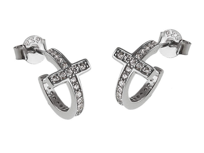 Kolczyki koła krzyżyki z cyrkonią k1831 - 1,9g