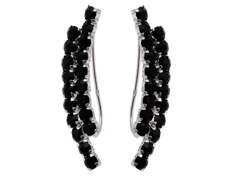 KOLCZYKI NAUSZNICE CZARNY KRYSZTAŁ k2518 - 1,2g.