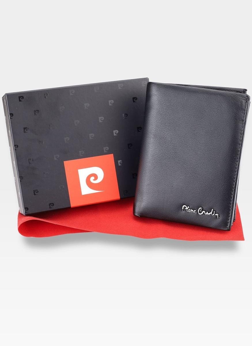 Pierre Cardin, Portfel skórzany męski, Tilak58 326, czarny, ochrona RFID