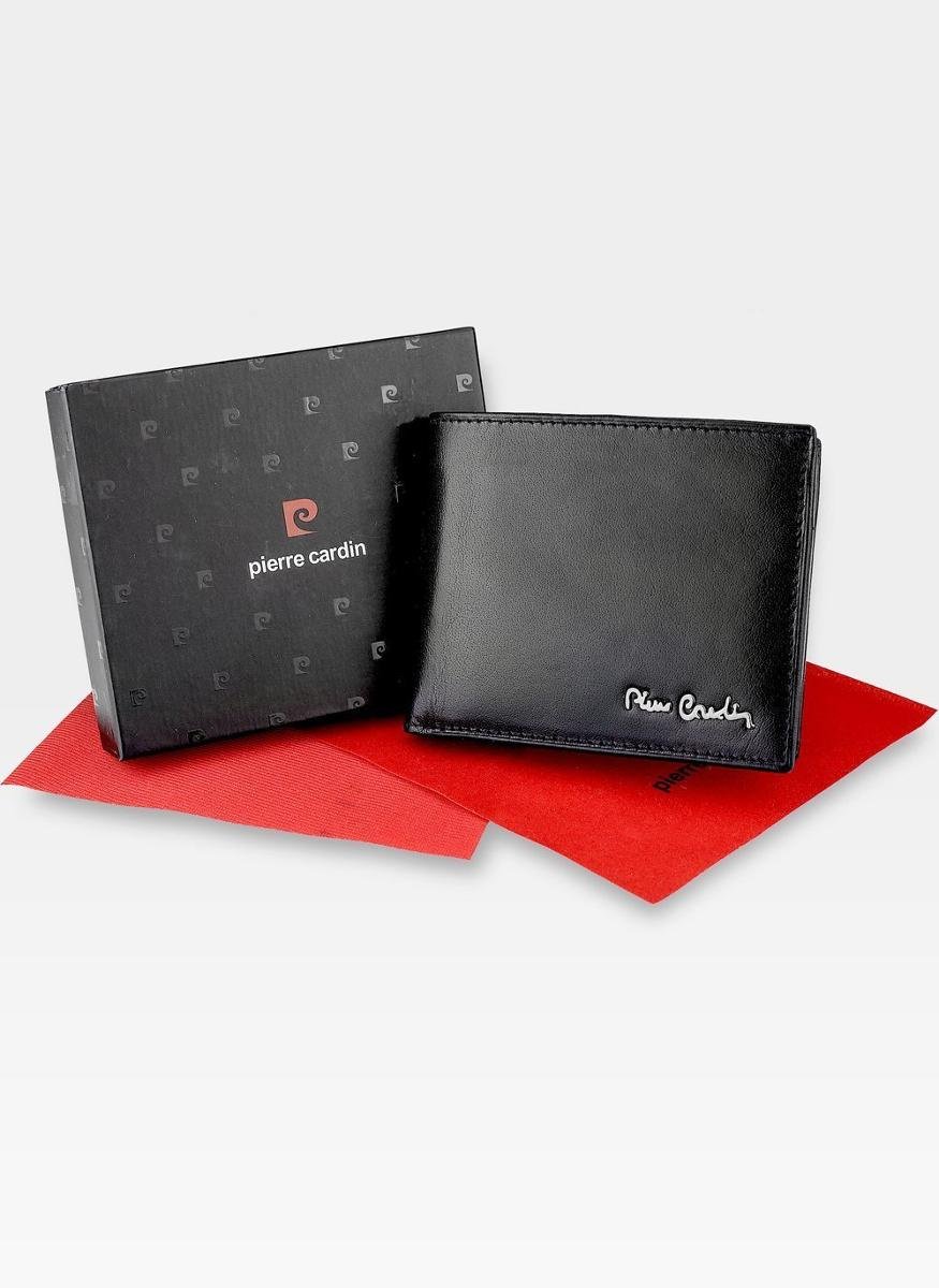 Pierre Cardin, Portfel skórzany męski, Tilak51 8825, czarny, ochrona RFID, mały