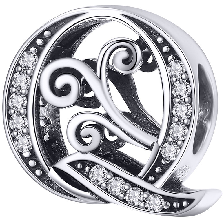 CHARMS Literka Q srebro zawieszka wisiorek pr 925