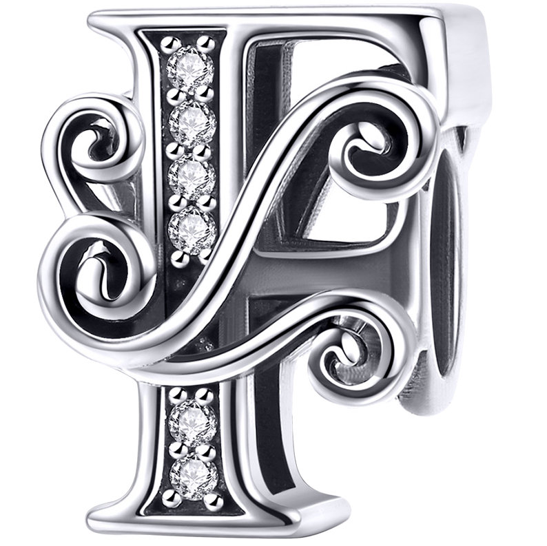 CHARMS Literka F srebro pr 925 zawieszka koralik