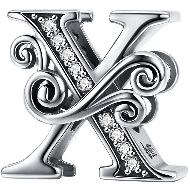 CHARMS LITERKA X srebro pr 925 zawieszka koralik