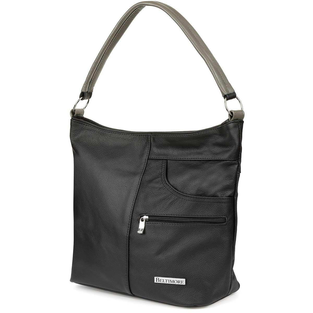 Czarno- szara Torebka Skórzana listonoszka damska duża klasyczna H08 czarny