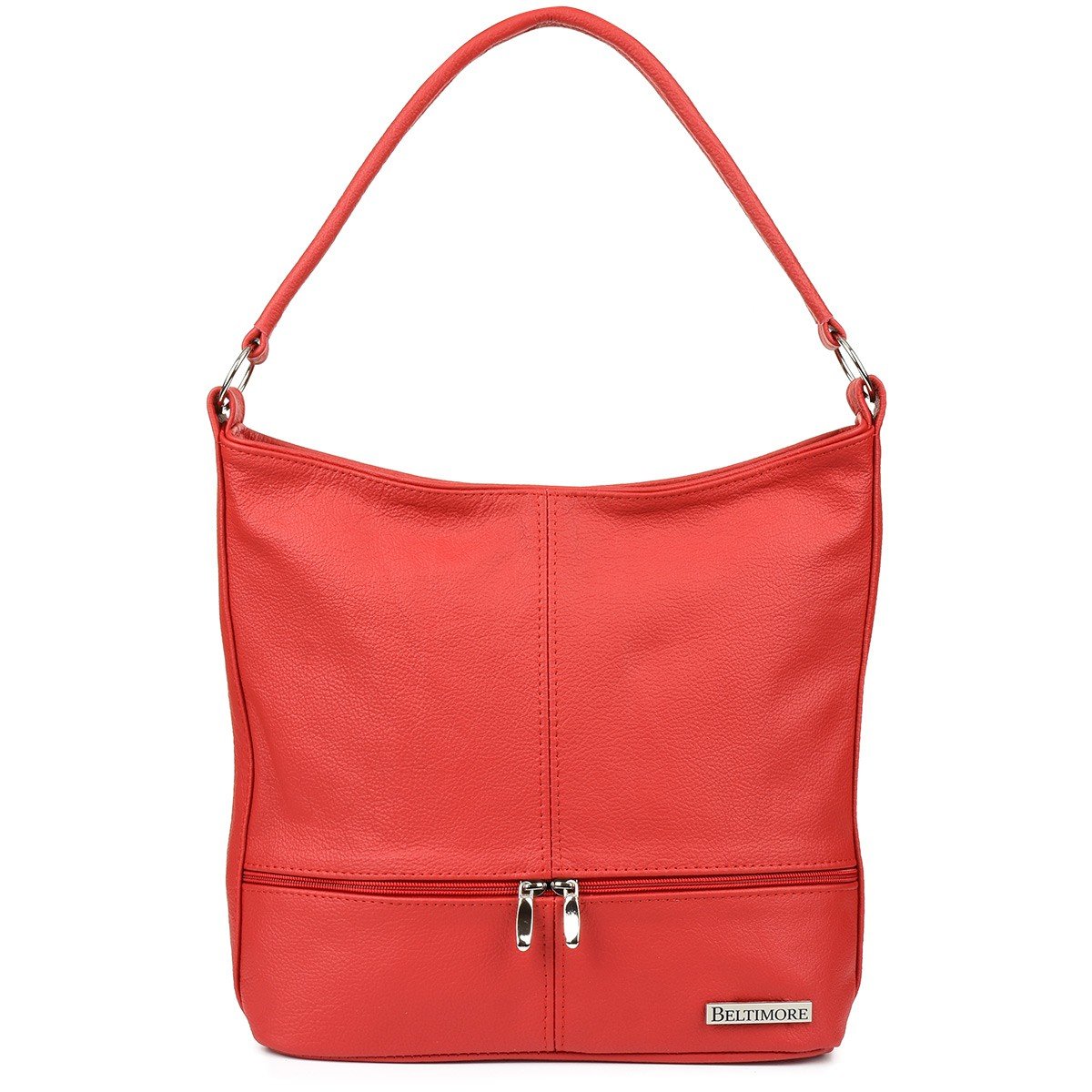 CZERWONA SKÓRZANA LISTONOSZKA DWA PASKI Beltimore I66 czerwony