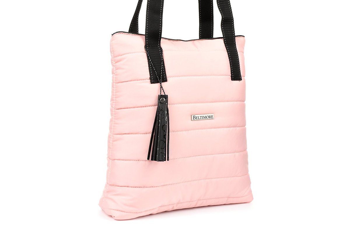 Różowa Damska Torebka pikowana oryginalna A4 sportowa frędzel W90 różowy