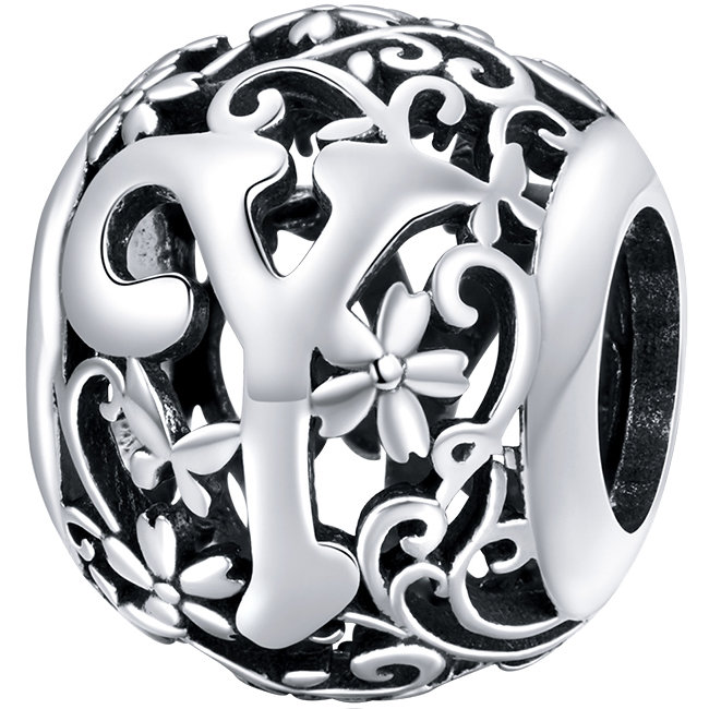 CHARMS literka Y srebro 925 koralik