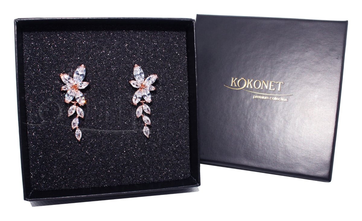 Kolczyki ślubne FLORES rose