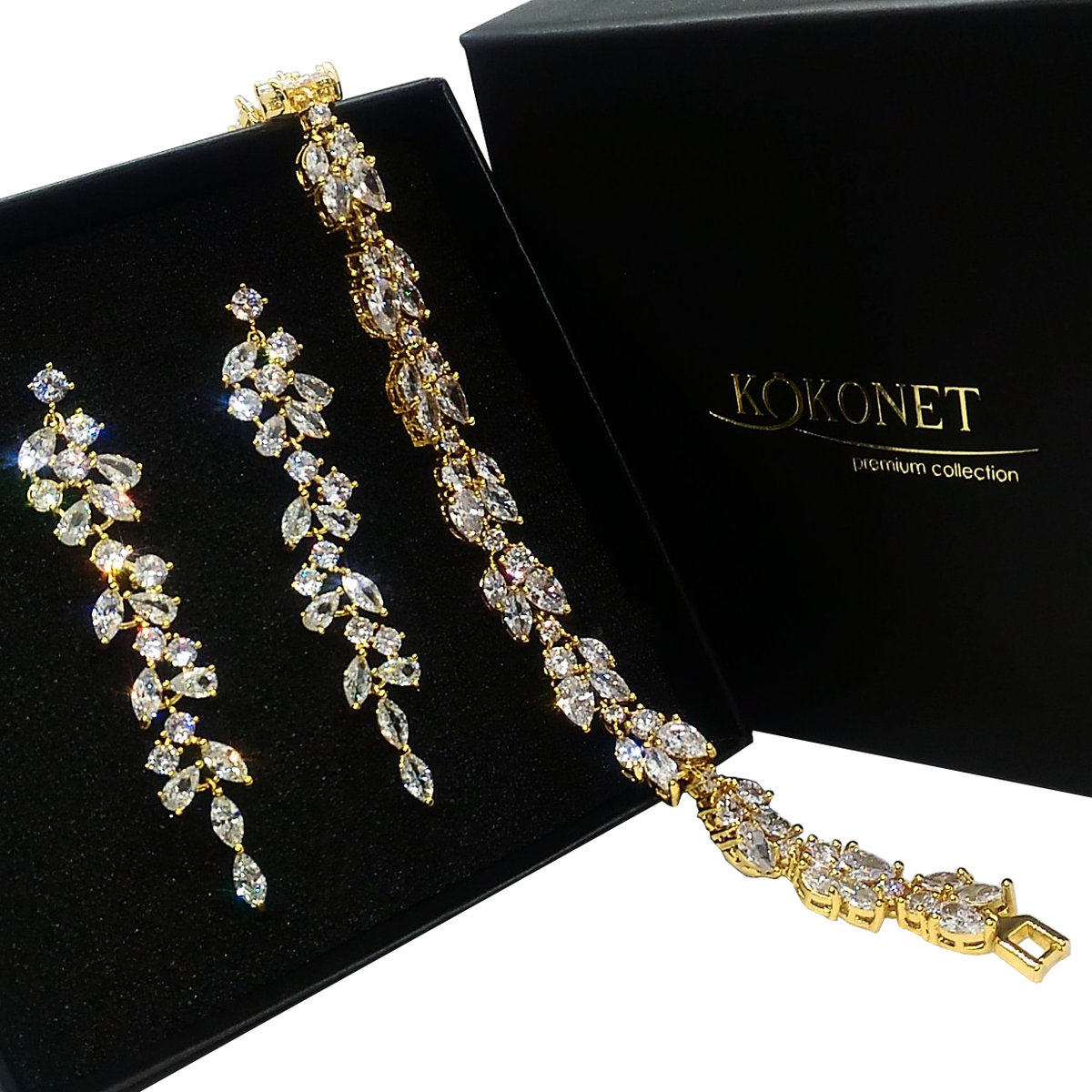 Komplet ślubny CHLOE gold + FLORAL gold