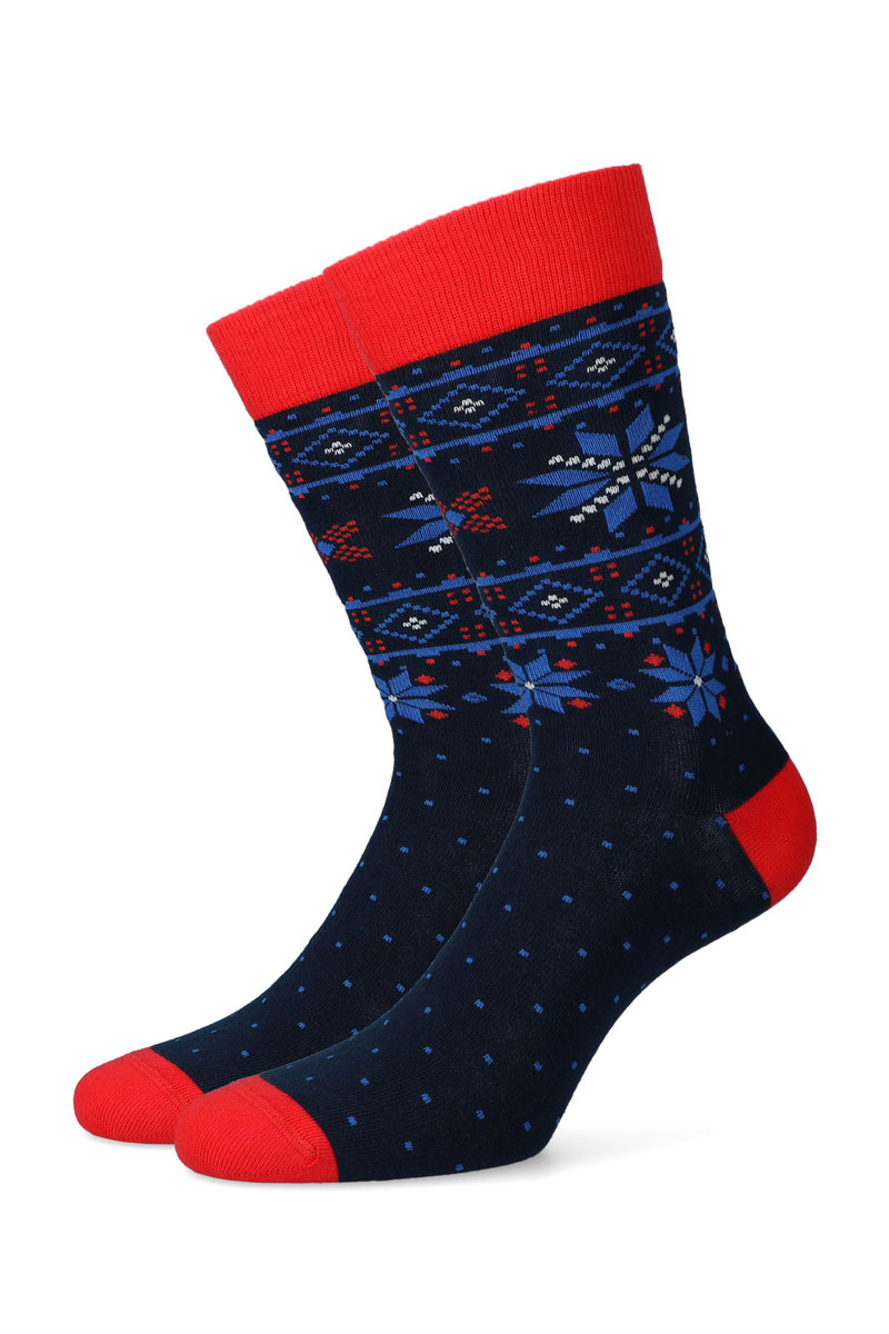 Lancerto, Skarpety granatowe w świąteczny wzór, rozmiar 44/46