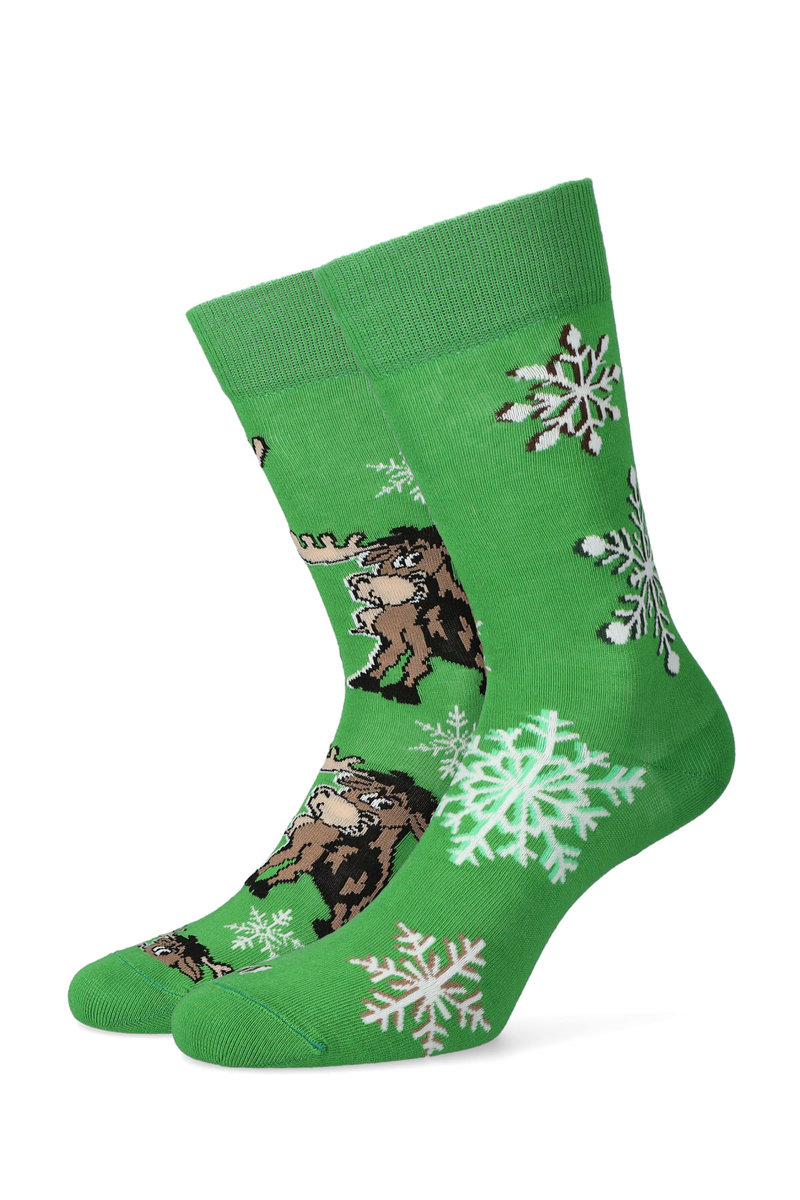 Lancerto, Skarpety zielone świąteczne w renifery i śnieżynki, rozmiar 44/46