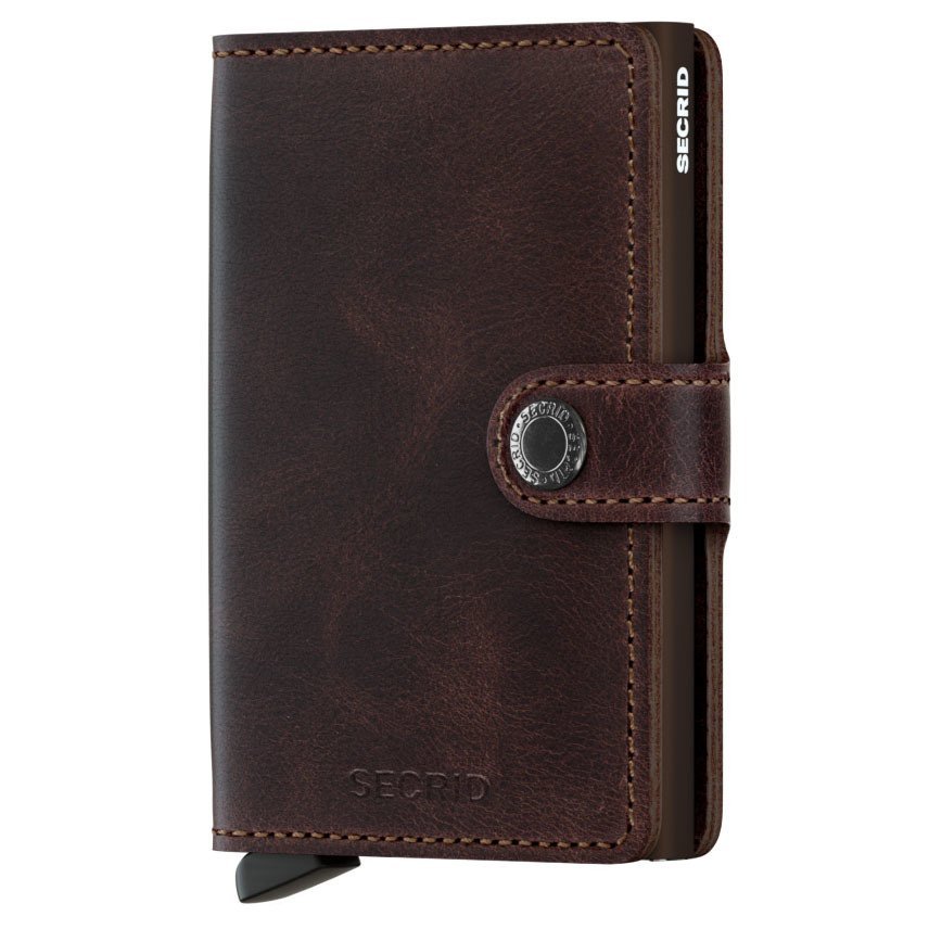 Portfel z aluminiowym etui Miniwallet Secrid Vintage - chocolate