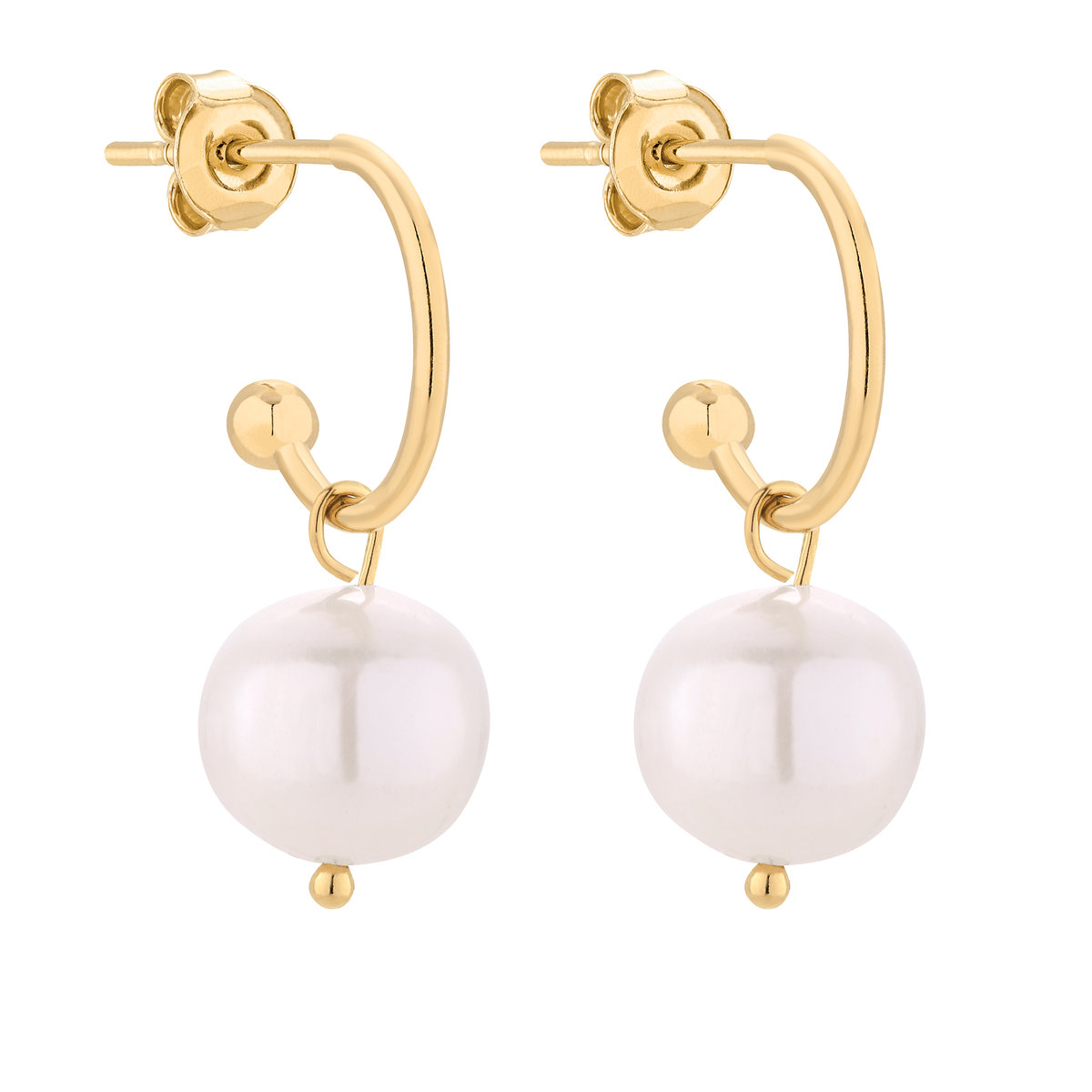 Złote kolczyki z naturalnymi perłami