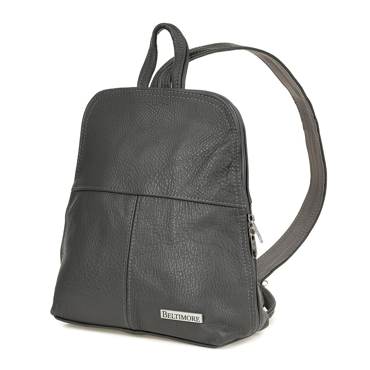 Plecak skórzany szara torebka elegancka poręczna Beltimore 021 szary, srebrny