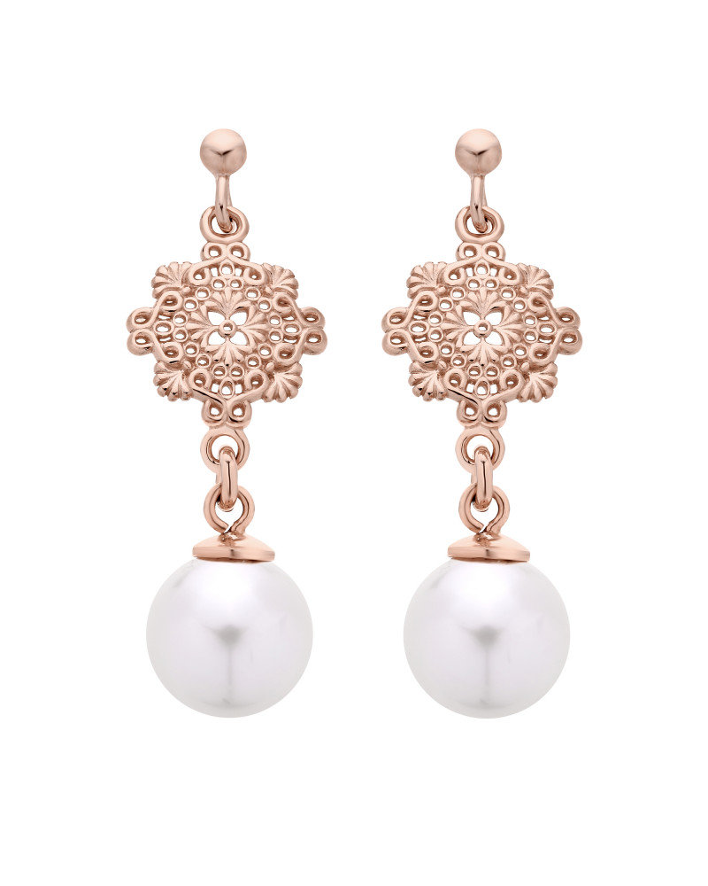 Kolczyki z różowego złota z perłami SWAROVSKI® CRYSTAL