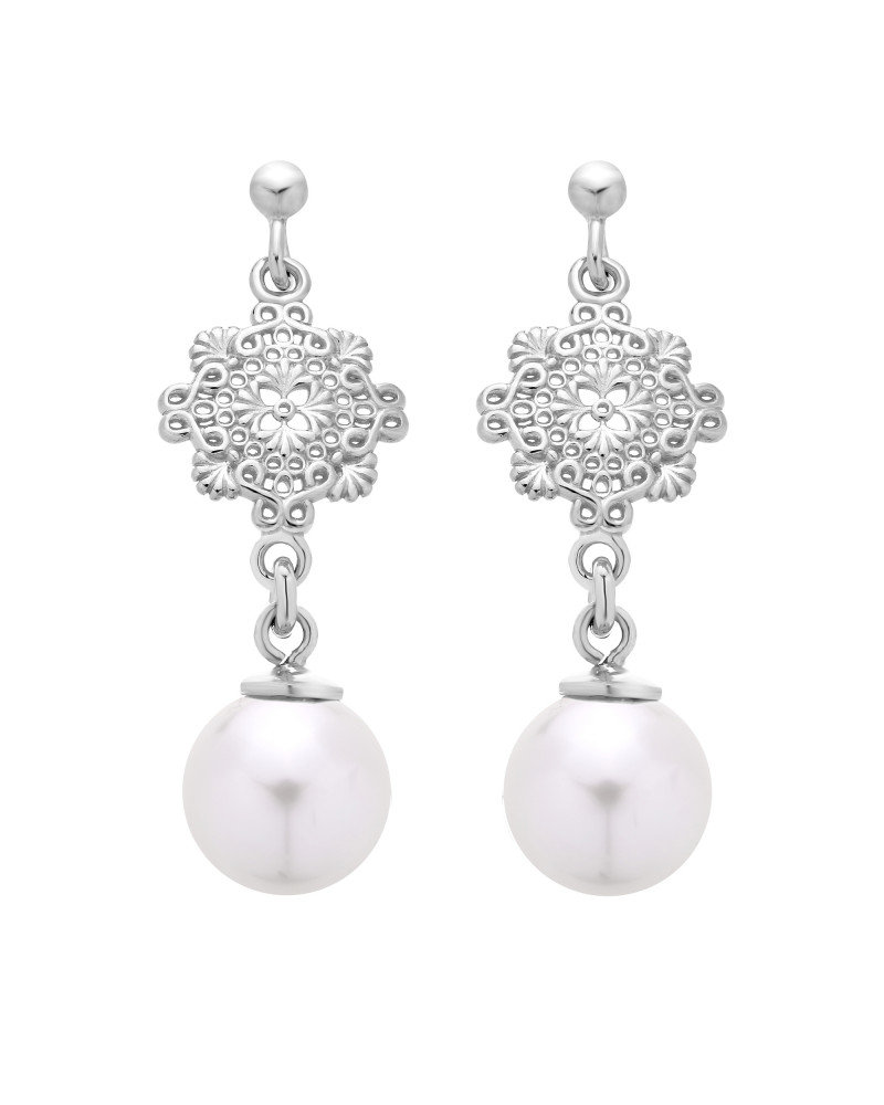 Srebrne kolczyki z perłami SWAROVSKI® CRYSTAL