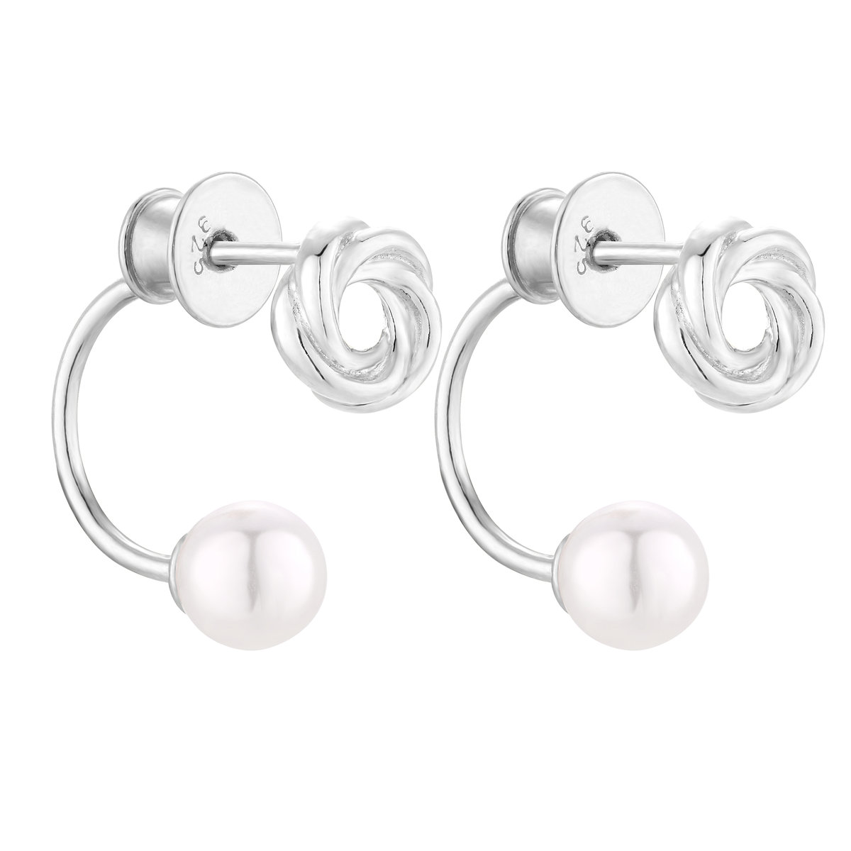 Srebrne kolczyki z węzełkami i perłami SWAROVSKI® CRYSTAL