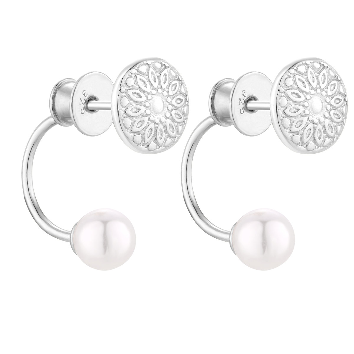 Srebrne kolczyki medaliony z perłami SWAROVSKI® CRYSTAL