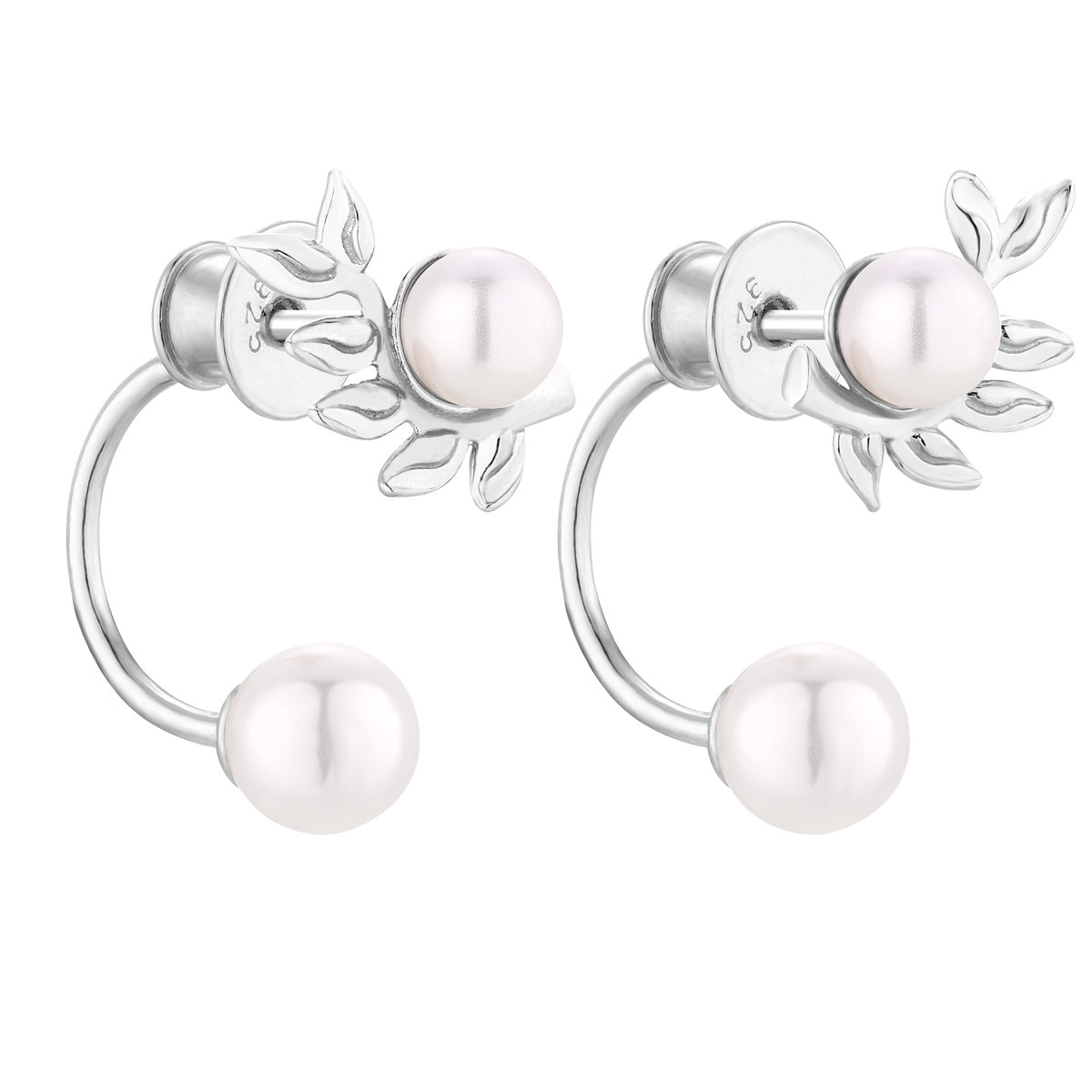 Srebrne kolczyki gałązki z perłami SWAROVSKI® CRYSTAL