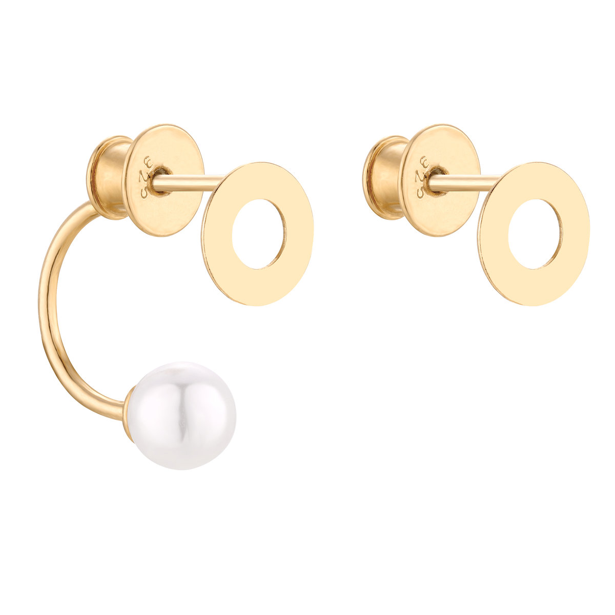 Złote asymetryczne kolczyki karmy z perłami SWAROVSKI® CRYSTAL