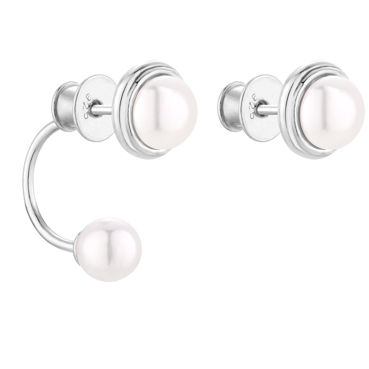 Srebrne asymetryczne kolczyki z perłami SWAROVSKI® CRYSTAL