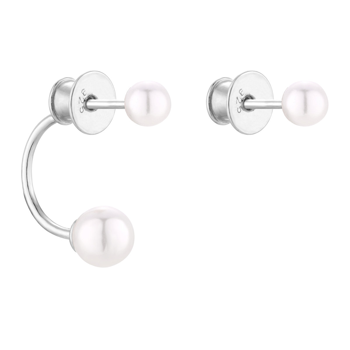 Srebrne asymetryczne kolczyki z perłami SWAROVSKI® CRYSTAL