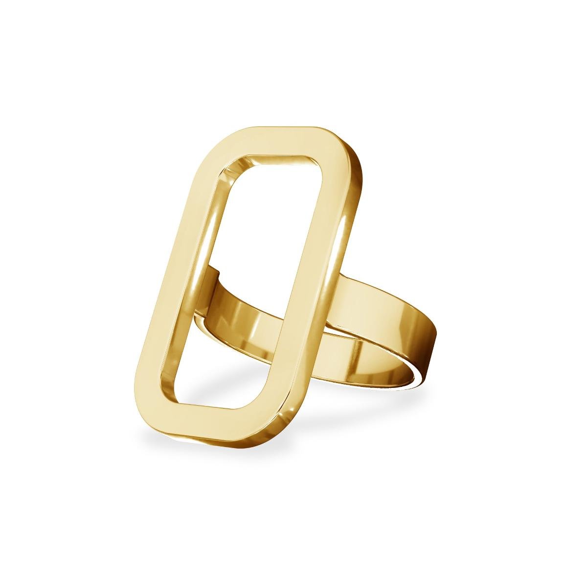 Pierścionek figura geometryczna prostokąt, srebro 925 : ROZMIAR PIERŚCIONKA - 15 | UK:P | Φ17,33 MM, Srebro - kolor pokrycia - Pokrycie żółtym 18K z..