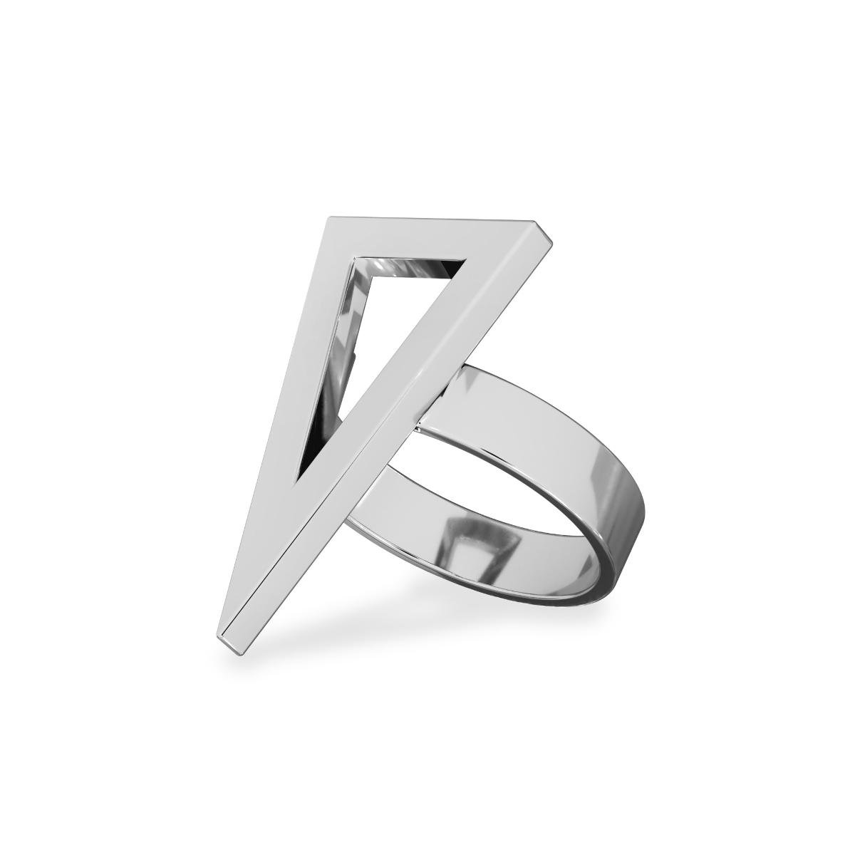 Pierścionek figura geometryczna trójkąt, srebro 925 : ROZMIAR PIERŚCIONKA - 15 | UK:P | Φ17,33 MM, Srebro - kolor pokrycia - Pokrycie platyną