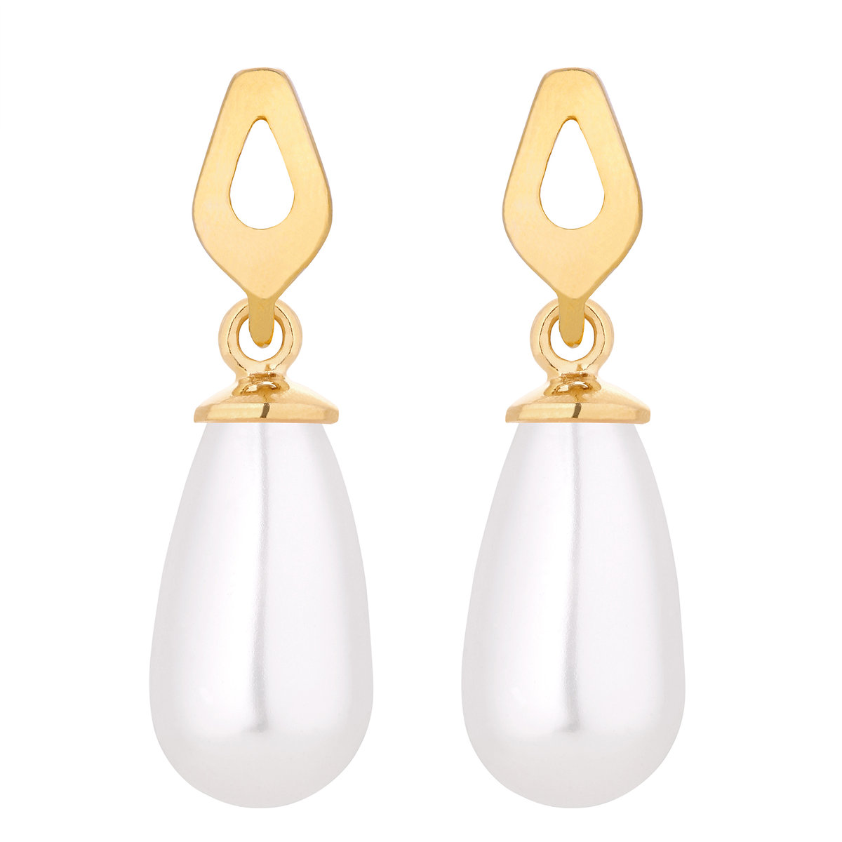 Złote kolczyki z białymi perłami SWAROVSKI® CRYSTAL