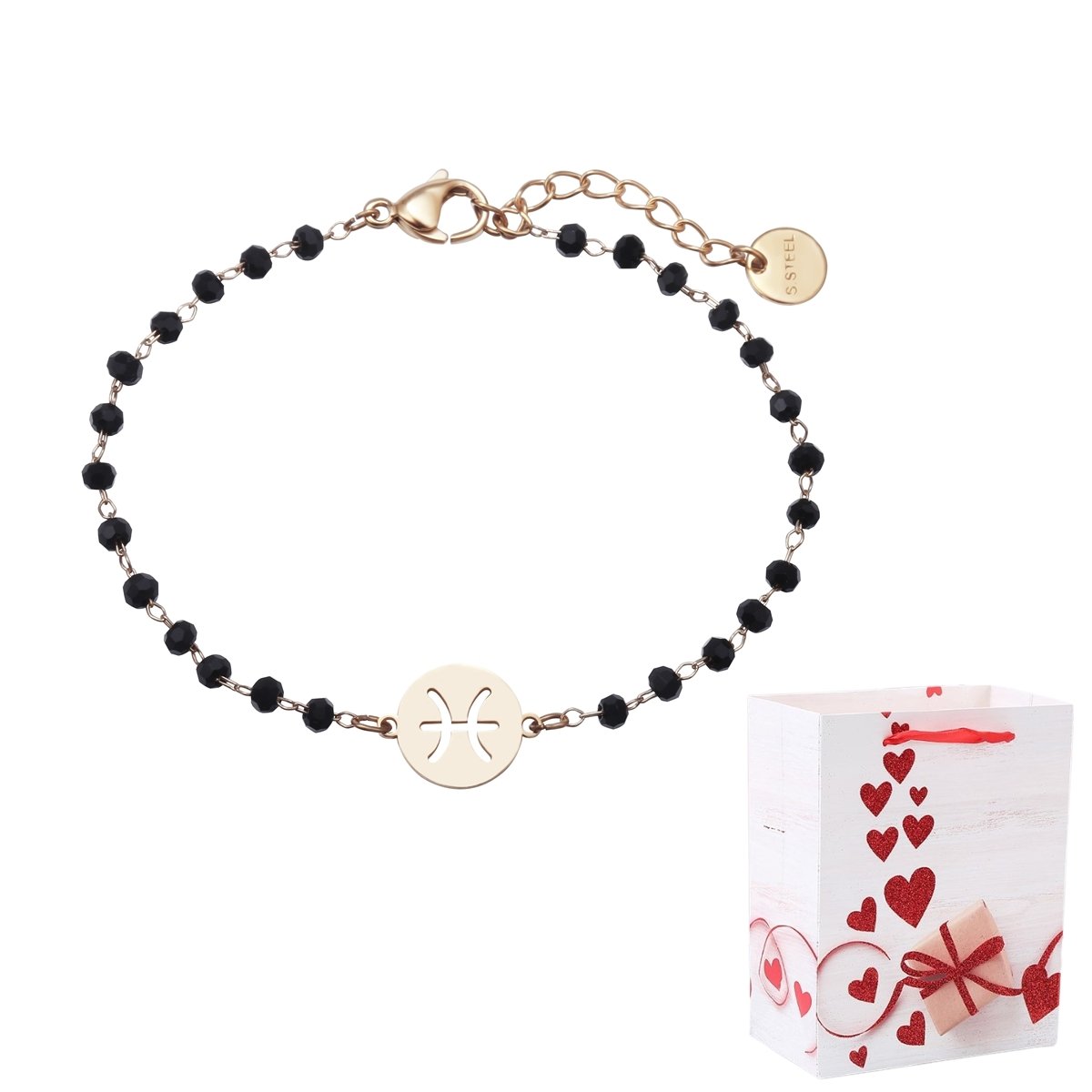 Bransoletka Złota Bead Stal Chirurgiczna RYBY