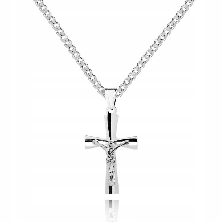 925 Srebrny łańcuszek krzyżyk DEDYKACJA 45 cm LK43