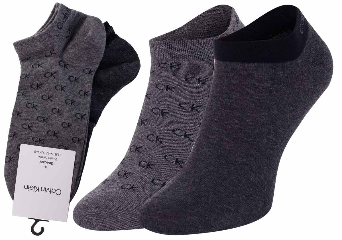 CALVIN KLEIN SKARPETKI STOPKI MĘSKIE 2 PARY GRAY/GRAPHITE 701218715 002 - Rozmiar: 39-42