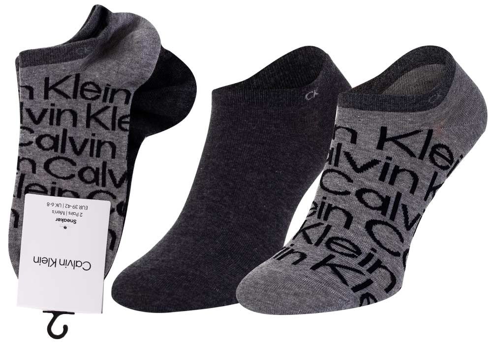 CALVIN KLEIN SKARPETKI STOPKI 2 PARY GREY 701218714 004 - Rozmiar: 39-42