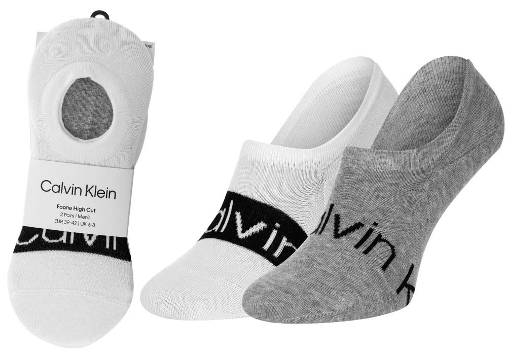 CALVIN KLEIN SKARPETKI STOPKI 2 PARY WHITE/GREY 701218713 001 - Rozmiar: 39-42