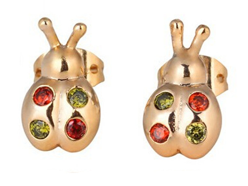 KOLCZYKI BIEDRONKI Z CYRKONIAMI NA SZTYFT