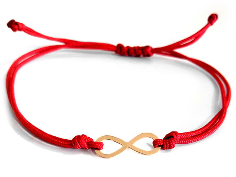 Złota bransoletka sznurkowa 333 nieskończoność