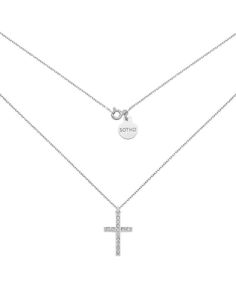 Srebrny naszyjnik z krzyżem wysadzanym SWAROVSKI® CRYSTAL