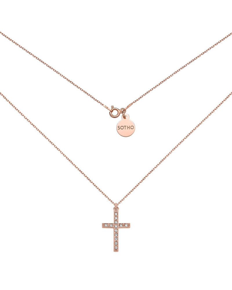 Naszyjnik z różowego złota z krzyżem wysadzanym SWAROVSKI® CRYSTAL