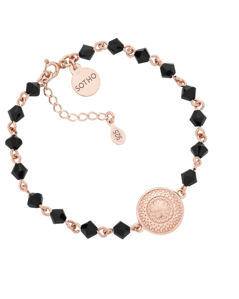 Bransoletka Z Różowego Złota Z Medalionem I Kryształami Swarovski® Crystal