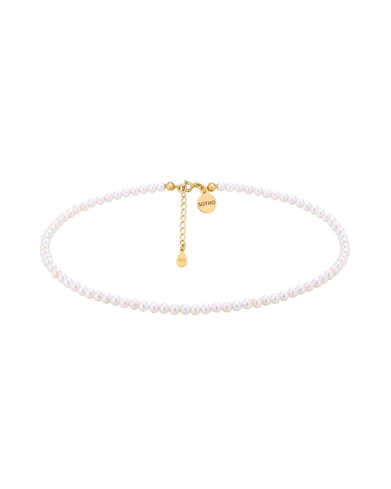 Złoty Choker Z Białych Pereł Swarovski® Crystal